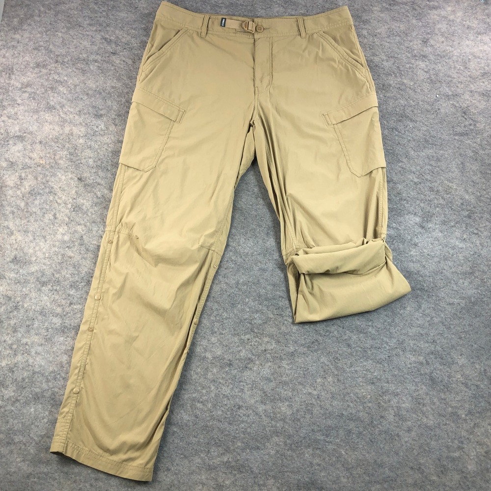 REI Mens Hiking Pants 38x32 Tan Khaki Relaxed Fit Cargo Pockets Convertible Legs